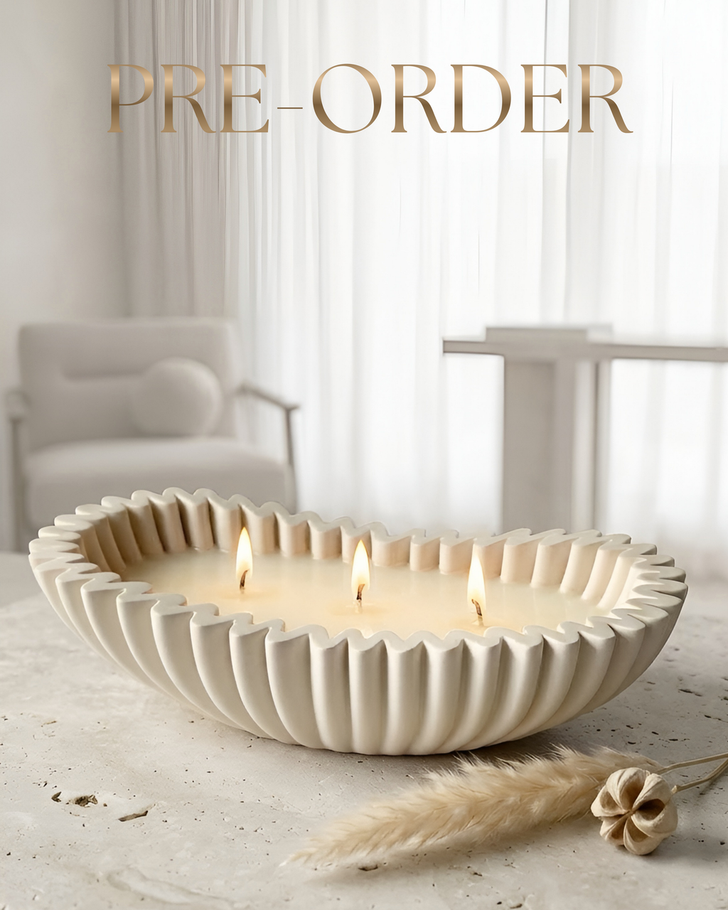 The Riva ruffle oval candle