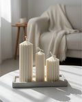 Ribbed Decorative Pillar Soy Candle set