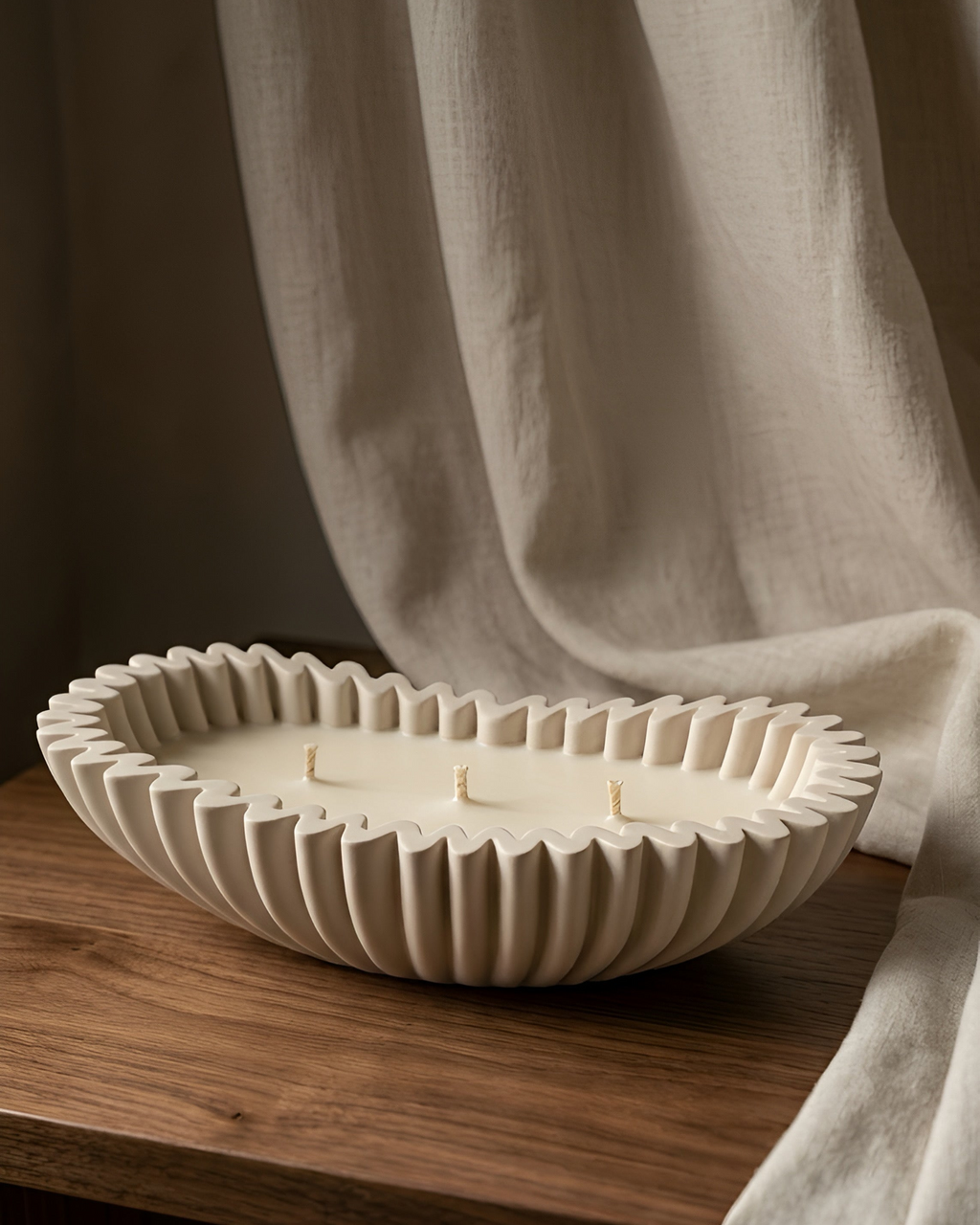 The Riva ruffle oval candle